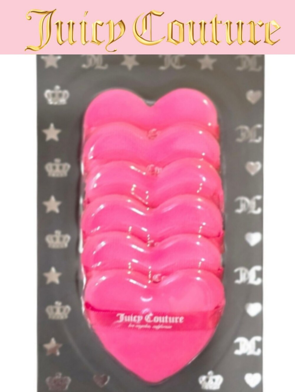 Juicy Couture Set Of 6 Heart-Shaped Cosmetic Puffs- Pink
